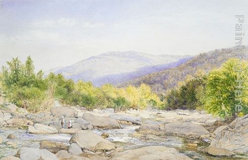 John William Hill Landscape View on Catskill Creek